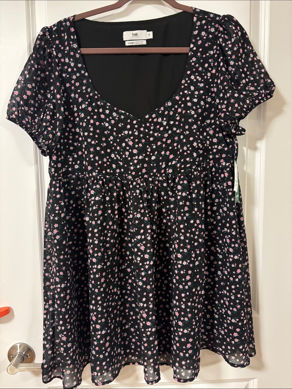 Simons Black Floral Babydoll Floral Dress